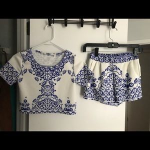 High waisted shorts and crop top set